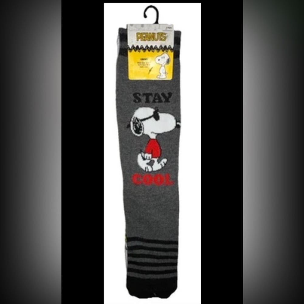 Peanuts Snoopy & Woodstock Crew Socks 2Pair Men 6.5-12 Gray White Joe Cool NEW!